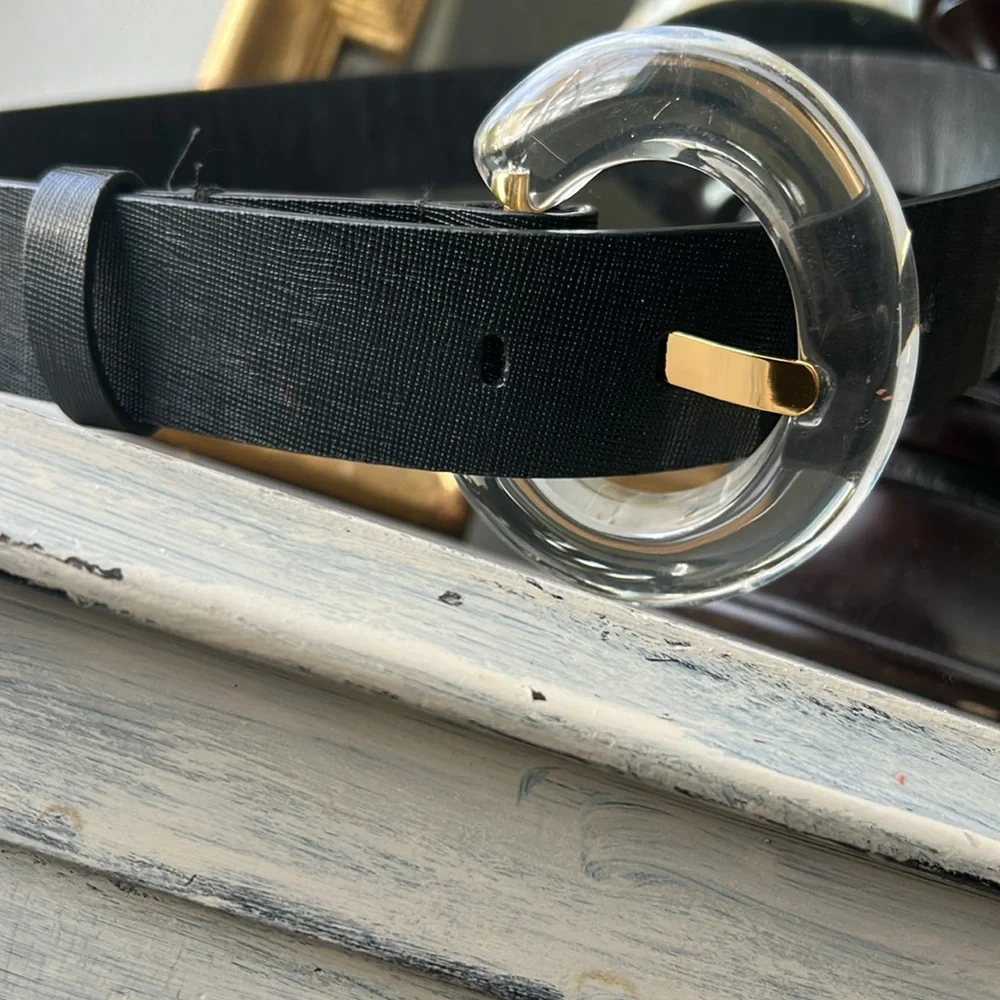 LIZZIE FORTUNATO Black Belt with CLEAR Resin Buckle